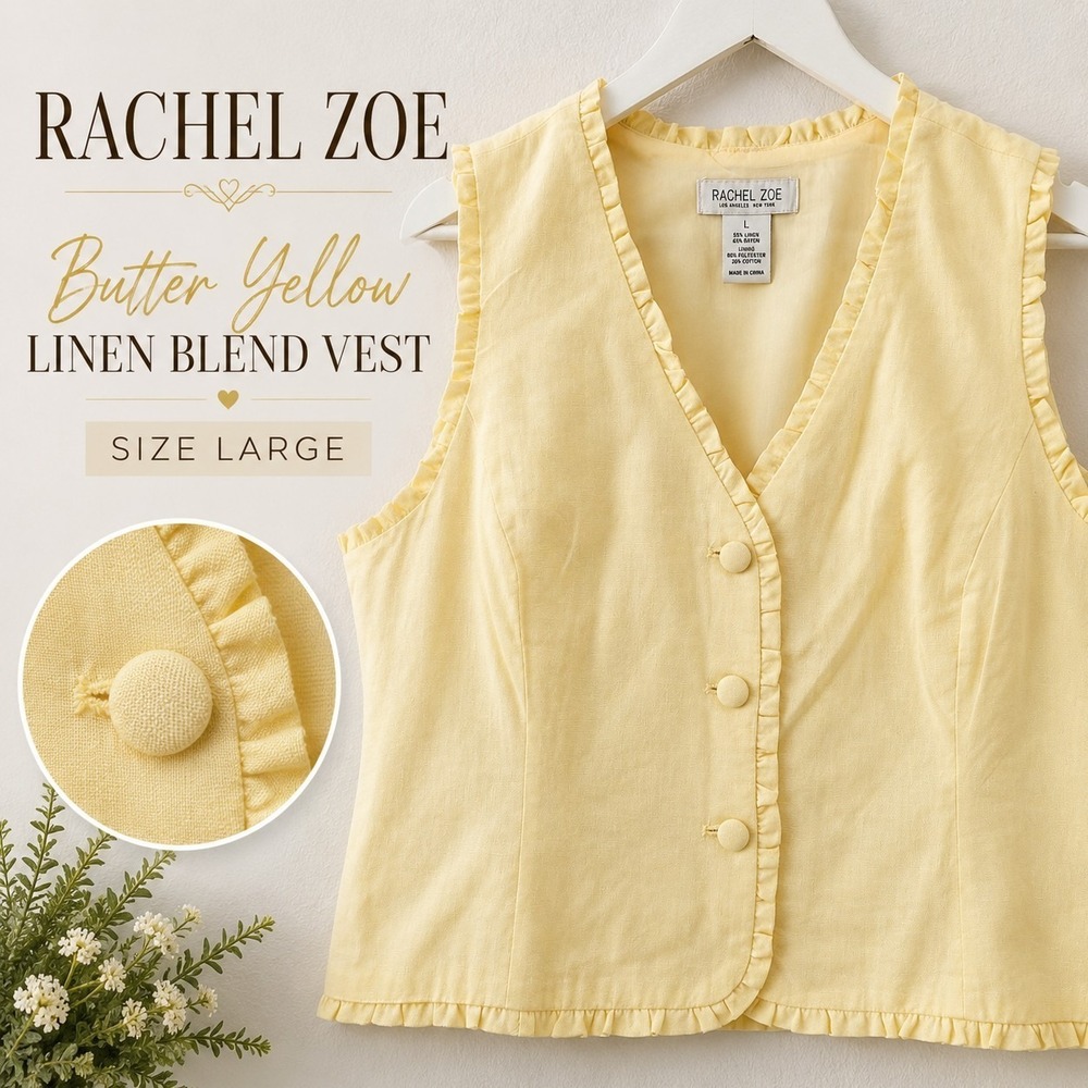Rachel Zoe Butter Yellow Linen Blend Vest